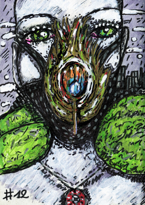 #12-Peacock Mask 图画, 8.3x5.9 in