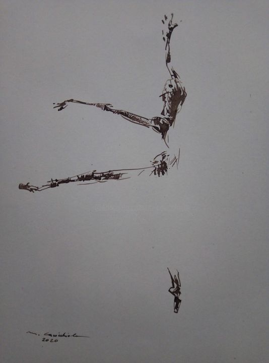 Drawing titled "Dinamico" by Maurizio Cavicchiola, Original Artwork, Ink