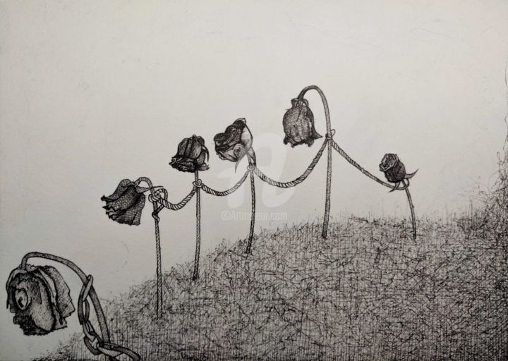 Drawing titled "Karbala Safar e sha…" by Syed Akheel, Original Artwork, Ink