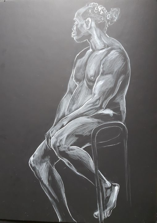 Drawing titled "Jhon" by Julia Naurzalijeva, Original Artwork, Pencil