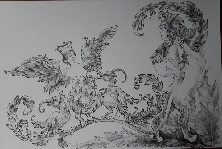 Drawing titled "Instability" by Julia Naurzalijeva, Original Artwork, Ink