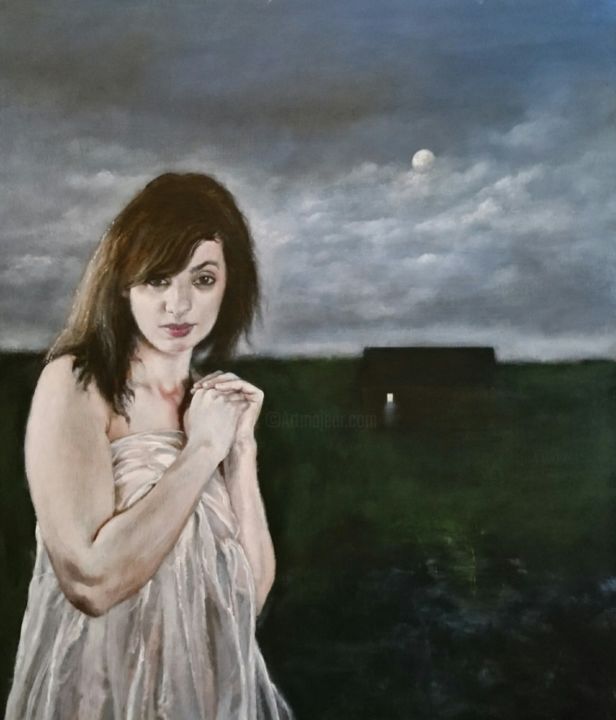 Painting titled "Le matin froid" by Stefano Console, Original Artwork, Acrylic Mounted on Wood Stretcher frame