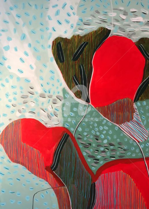 Painting titled "RED" by Sebastian Olivier Burckhardt, Original Artwork, Acrylic
