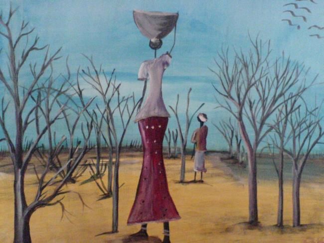 Painting titled "porteuse du saille" by Sowartbouba, Original Artwork, Oil