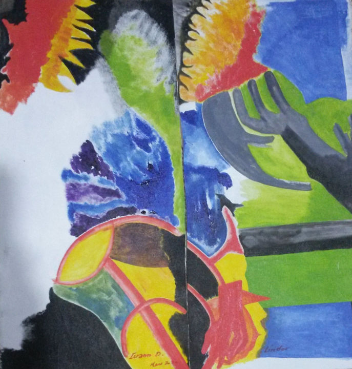 Guerriers célestes 绘画, 11.4x10.6 in