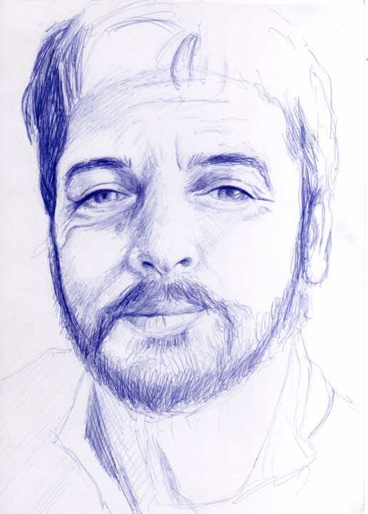 Drawing titled "Mon tendre" by Edith Bos Boyer (EDITH DONC), Original Artwork, Ballpoint pen