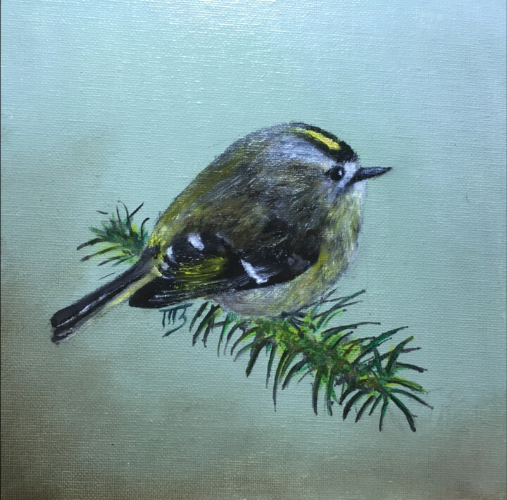 Peinture intitulée "Roitelete triple-ba…" par M Batté Gauthier, Œuvre d'art originale, Huile