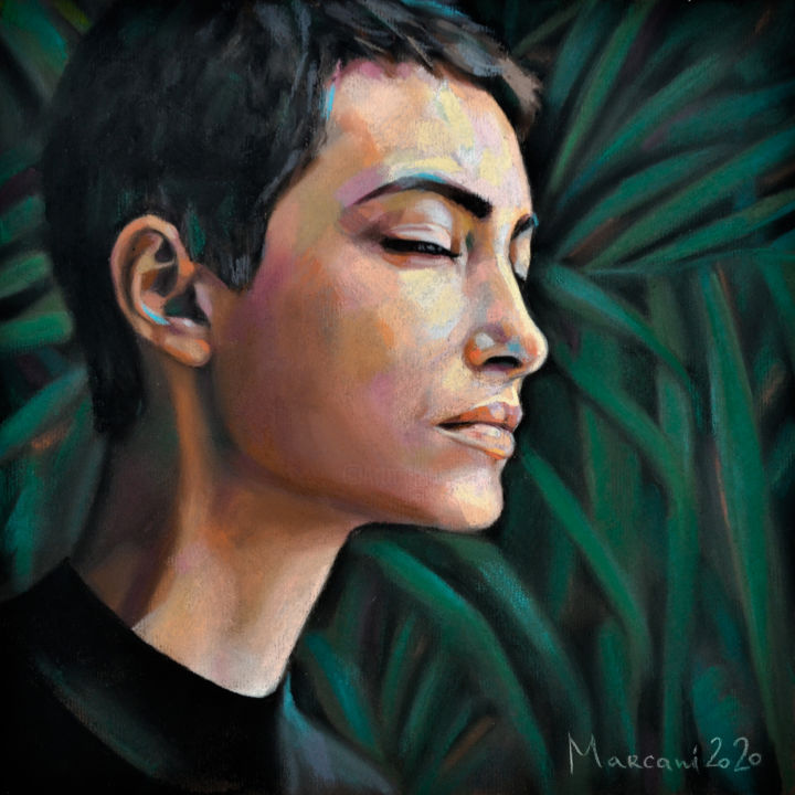 Drawing titled "Mowgli" by Marcani, Original Artwork, Pastel