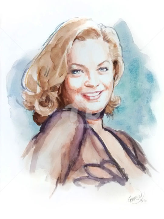 Peinture intitulée "Portrait aquarelle…" par Paul Lebrun, Œuvre d'art originale, Aquarelle