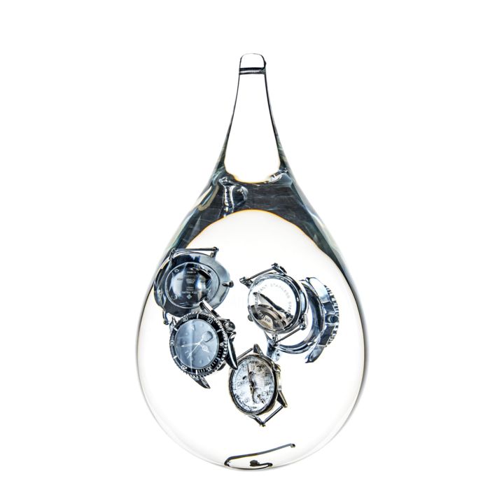 Sculptuur getiteld "Larme - Montres de…" door Benoît Dutour, Origineel Kunstwerk, Glas