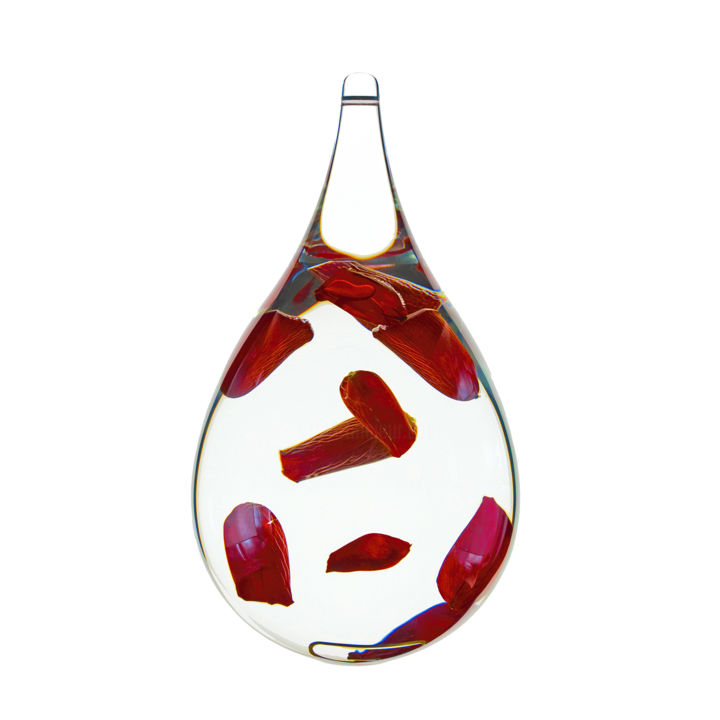 Sculptuur getiteld "Larme - Pétales de…" door Benoît Dutour, Origineel Kunstwerk, Glas