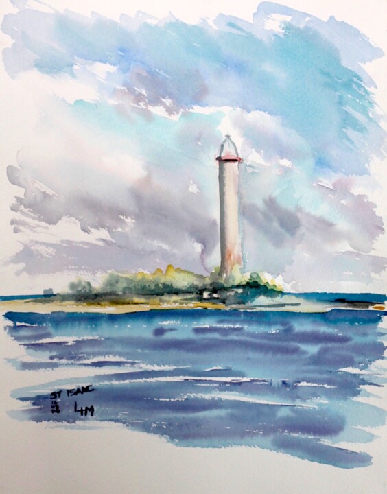 Pintura titulada "Great Issac Cay - B…" por Linda H Matthews, Obra de arte original, Acuarela Montado en Cartulina