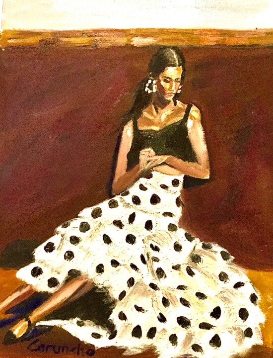 Pintura titulada "En la feria de abril" por Mónica Caruncho Fontela, Obra de arte original, Oleo