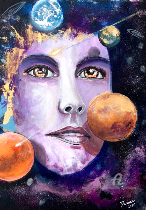 Pintura titulada "Interstellar existe…" por Daciana, Obra de arte original, Acrílico Montado en Bastidor de camilla de madera