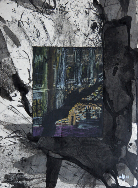 Urban trees series - 3 - original landscape artwork 그림, 12.6x9.5 in