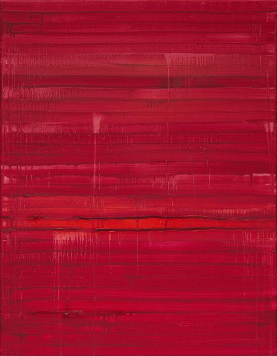 Painting titled "Red" by Nataliia Sydorova, Original Artwork, Oil Mounted on Wood Stretcher frame