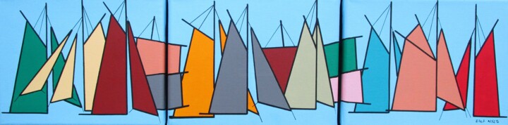 Peinture intitulée "Régate d'été - Trip…" par Nyls  Eliot, Œuvre d'art originale, Acrylique