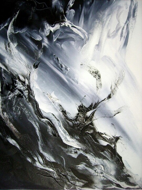 Painting titled "Cordée" by Guillaume Vincent, Original Artwork, Oil Mounted on Wood Stretcher frame