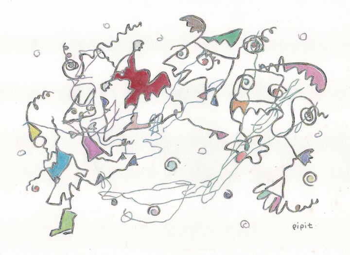 Fairies jogging 绘画, 8.3x11.7 in
