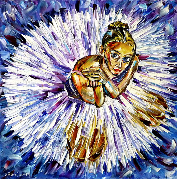 Sitzende Ballerina 绘画, 15.8x15.8 in