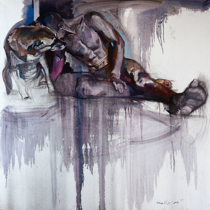 Painting titled "Утешение" by Evgeniya Maltseva, Original Artwork, Oil