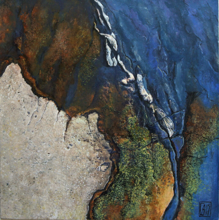Peinture intitulée "Fragment de monde n…" par Dominique Gais, Œuvre d'art originale, Encre Monté sur Métal