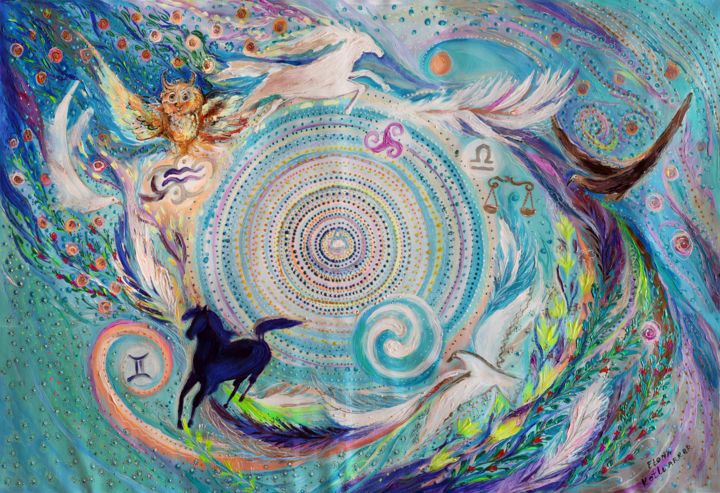 Painting titled "Mandala series "Ele…" by Elena Kotliarker, Original Artwork, Acrylic