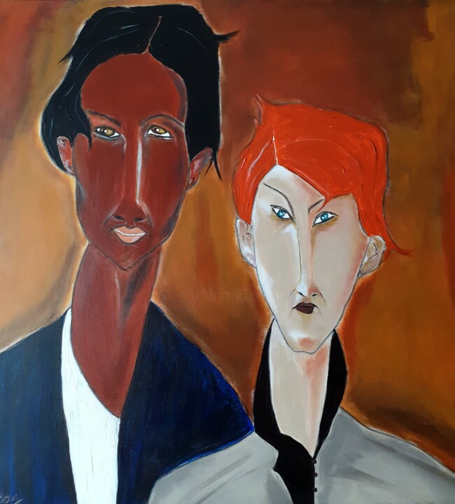 Regards croisés 绘画, 31.5x31.5 in