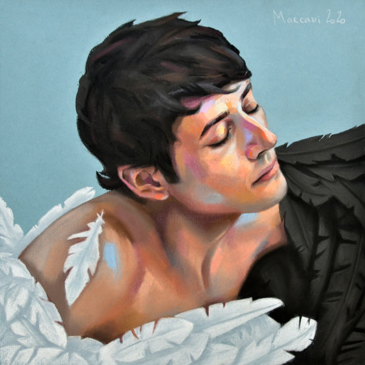 Drawing titled "Angel" by Marcani, Original Artwork, Pastel