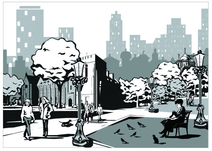 "Город (Ч-Б)" başlıklı Dijital Sanat Луна Сент (Луна) tarafından, Orijinal sanat, Dijital Resim