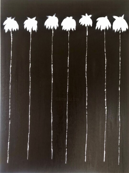 Lucky 7 Palms #9 - Cappuccino Brown Painting, 40x30 in