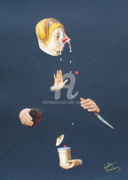 Collages intitulée "Liquéfaction sibyll…" par Nelly Sanchez, Œuvre d'art originale, Collages