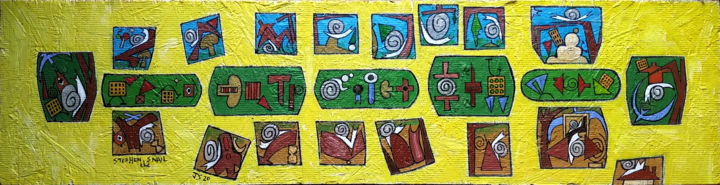 Painting titled "Stephen The Snail" by Gerald Shepherd F.F.P.S., Original Artwork, Oil