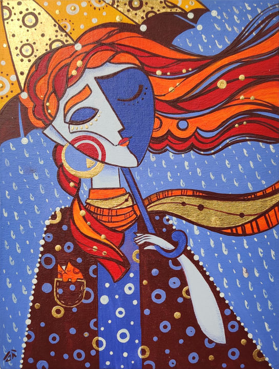 Sunny rain 绘画, 7.9x5.9 in