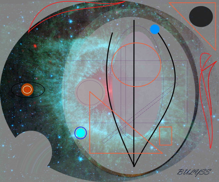 Digitale Kunst getiteld "Bubble Fish" door Marc Bulyss, Origineel Kunstwerk, Digitaal Schilderwerk