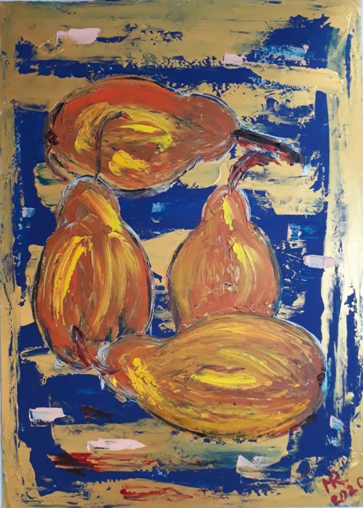 4 pears. 绘画, 27.6x19.7 in