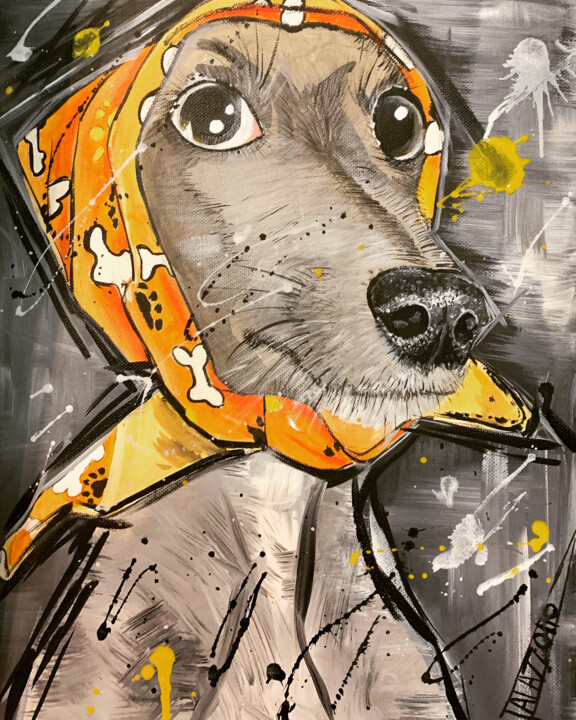 Babouchka(chien) 绘画, 16.9x11.8 in