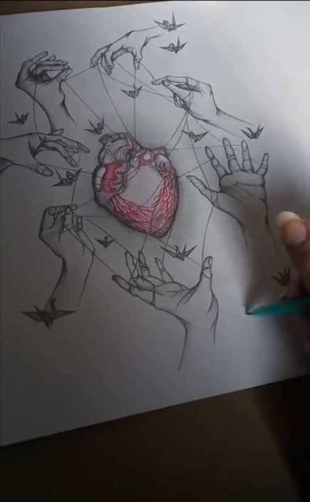 Dessin intitulée "Heart" par Sophie Mendez, Œuvre d'art originale, Crayon