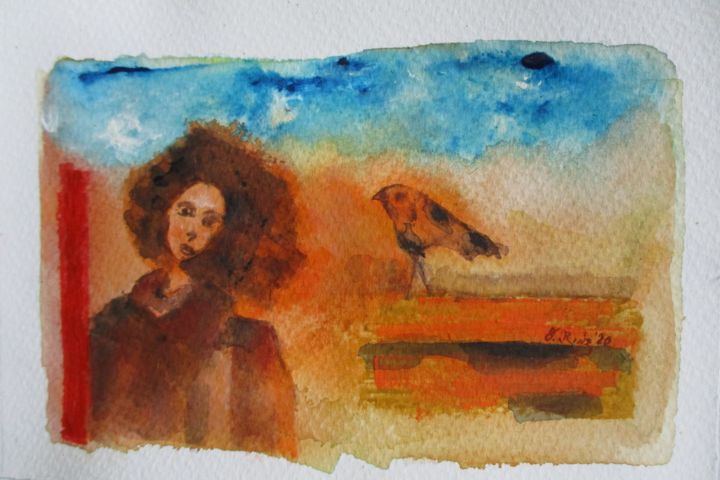 Painting titled "Blue sky singing" by Judith Ruiz, Original Artwork, Acrylic