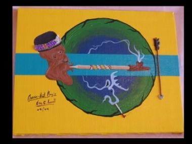 Painting titled "Moose Hunt Magic" by Broken Vulture Art, Original Artwork, Oil