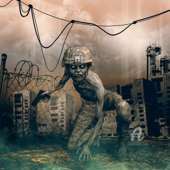 数字艺术 标题为“Zombie soldier in t…” 由Angelo Arcamone, 原创艺术品, 三维建模