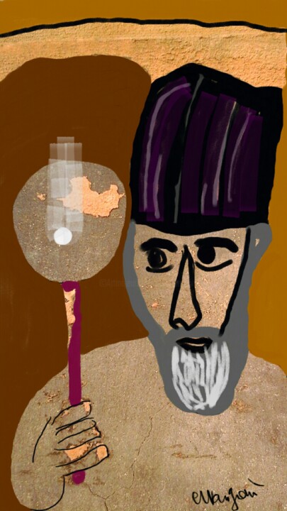 Arte digitale intitolato "Il monaco e la Come…" da Mangani', Opera d'arte originale, Pittura digitale
