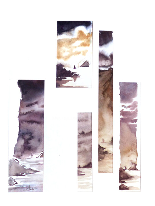 Peinture intitulée "Et d'ineffables ven…" par Agnès Grégis (Au pinceau dansant), Œuvre d'art originale, Aquarelle