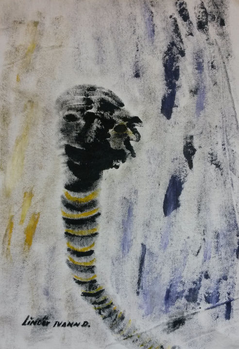 Le Mal règne 绘画, 5.9x3.9 in