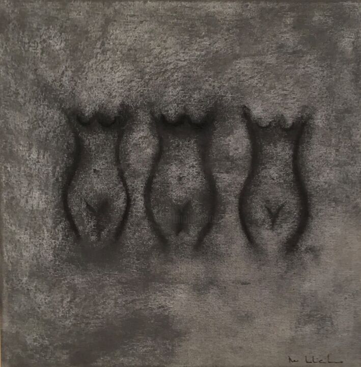 Trio de nues 绘画, 11.8x11.8 in