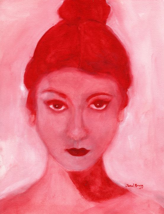 Painting titled "Siren with a Bun on…" by Janel Bragg, Original Artwork, Watercolor