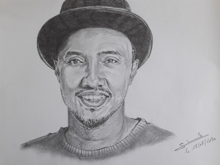 Dessin intitulée "Portrait de Soprano…" par Gilles Staub (LeCrayonAgile), Œuvre d'art originale, Crayon