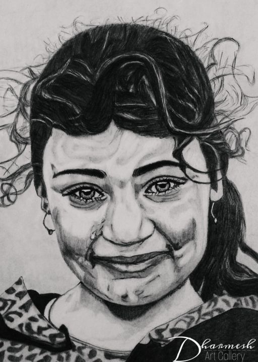 Drawing titled "A blend of Emotions" by Dharmesh Panchal, Original Artwork, Pencil