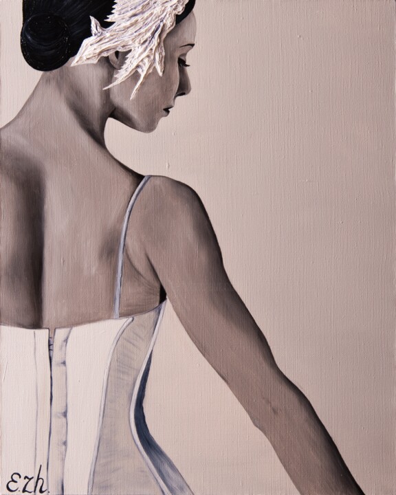 Oil Original Painting "Elegant" 绘画, 19.7x15.8 in