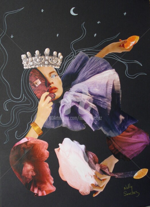 La Grande dame des cavales blanches 拼贴, 16.5x11.8 in